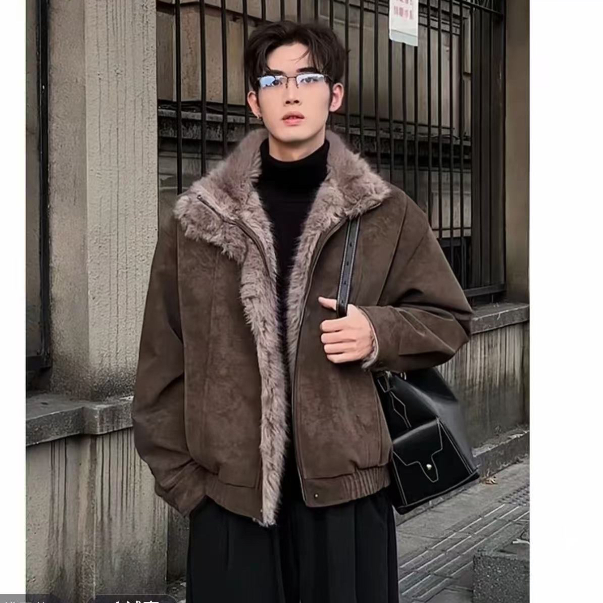 新款座山雕毛领可立领宽松加厚保暖棉服夹克