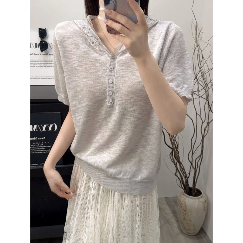 A8509号灰色-夏季新款宽松百搭套头上衣内搭针织衫女