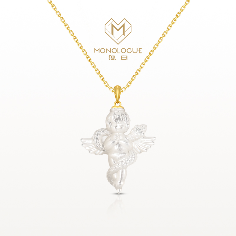 【VIP3会员专享】MONOLOGUE独白爱特天使白贝天使蛇k金吊坠配银链