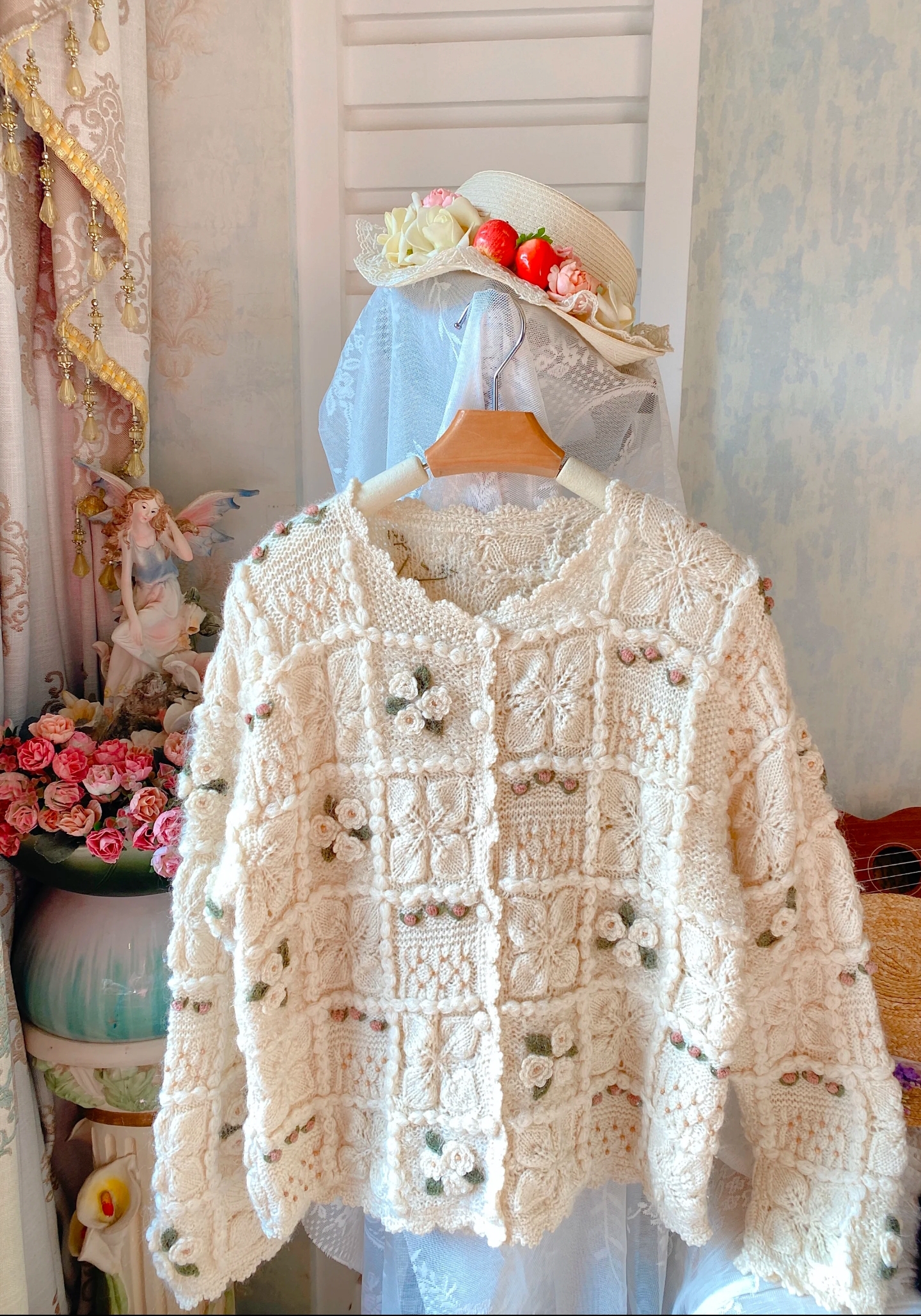 【959-1799】兔总vintage古着费尔岛摩天轮毛绒绒孤品毛衣氛围感