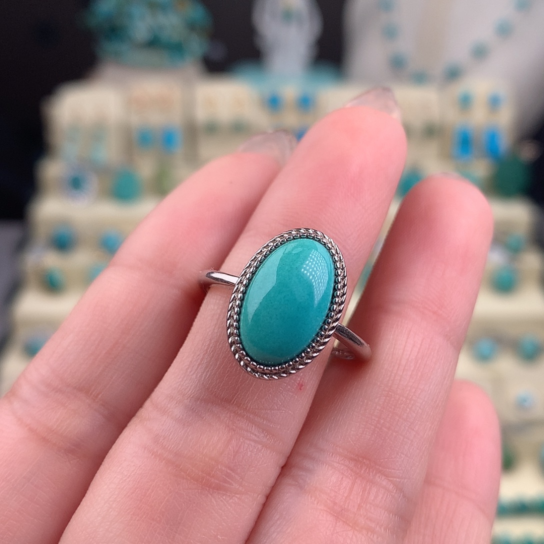绿松石银S925镶嵌戒指