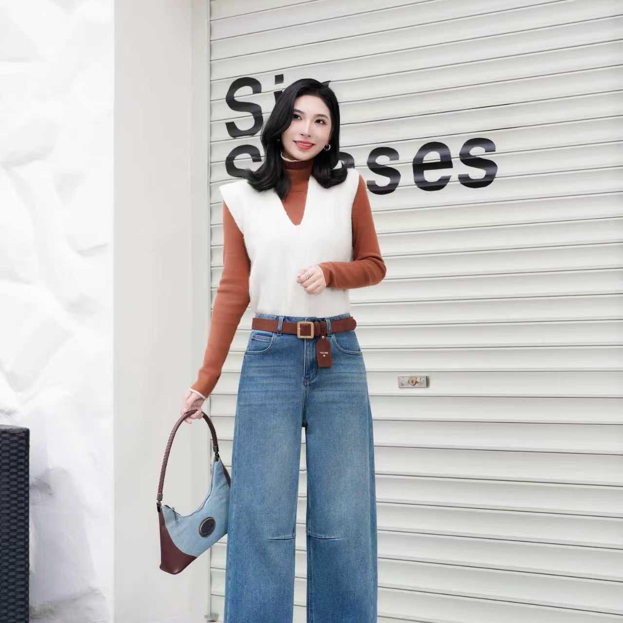 【YANGSHANG】 高腰加绒不臃肿显瘦牛仔弯刀裤 BB5760