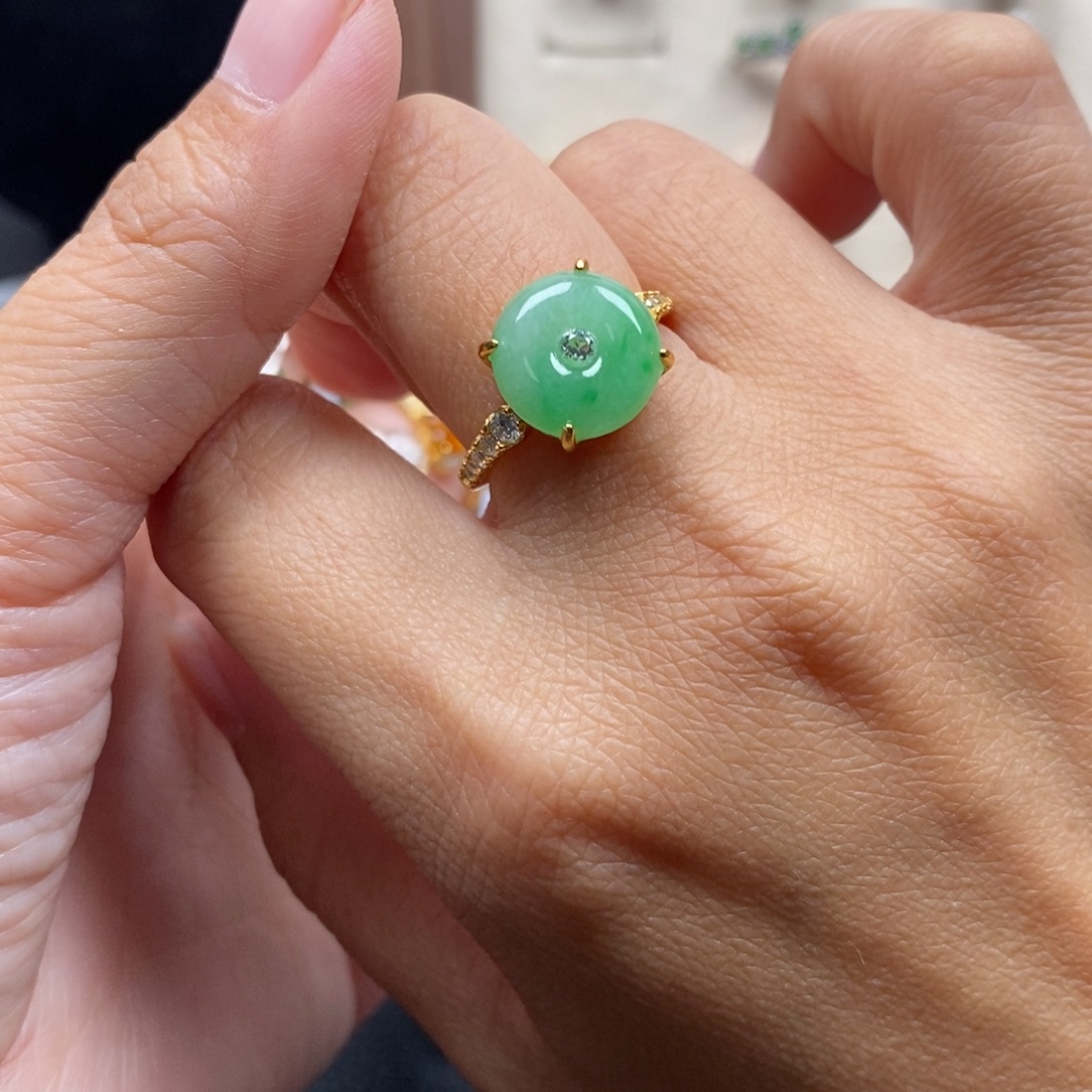 漩***涡翡翠银S925镶嵌戒指