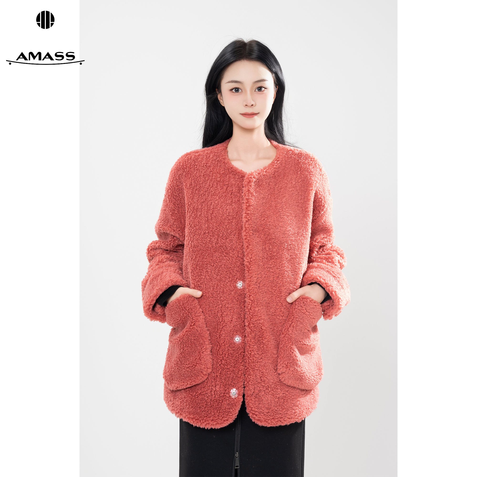 AMASS/阿玛施秋冬新款千金风质感时尚摇粒绒厚款保暖外套 5400830