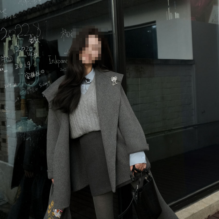 (70~78)2025年秋冬经典中长款双面羊毛大衣气质毛呢羊绒