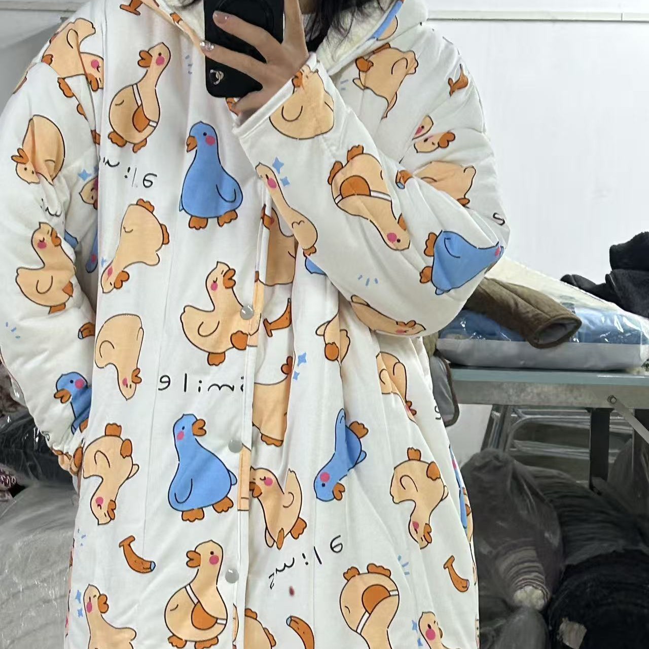 新疆棉秋冬时尚碎花拼接中长款棉服韩版碎花棉袄外套加厚百搭