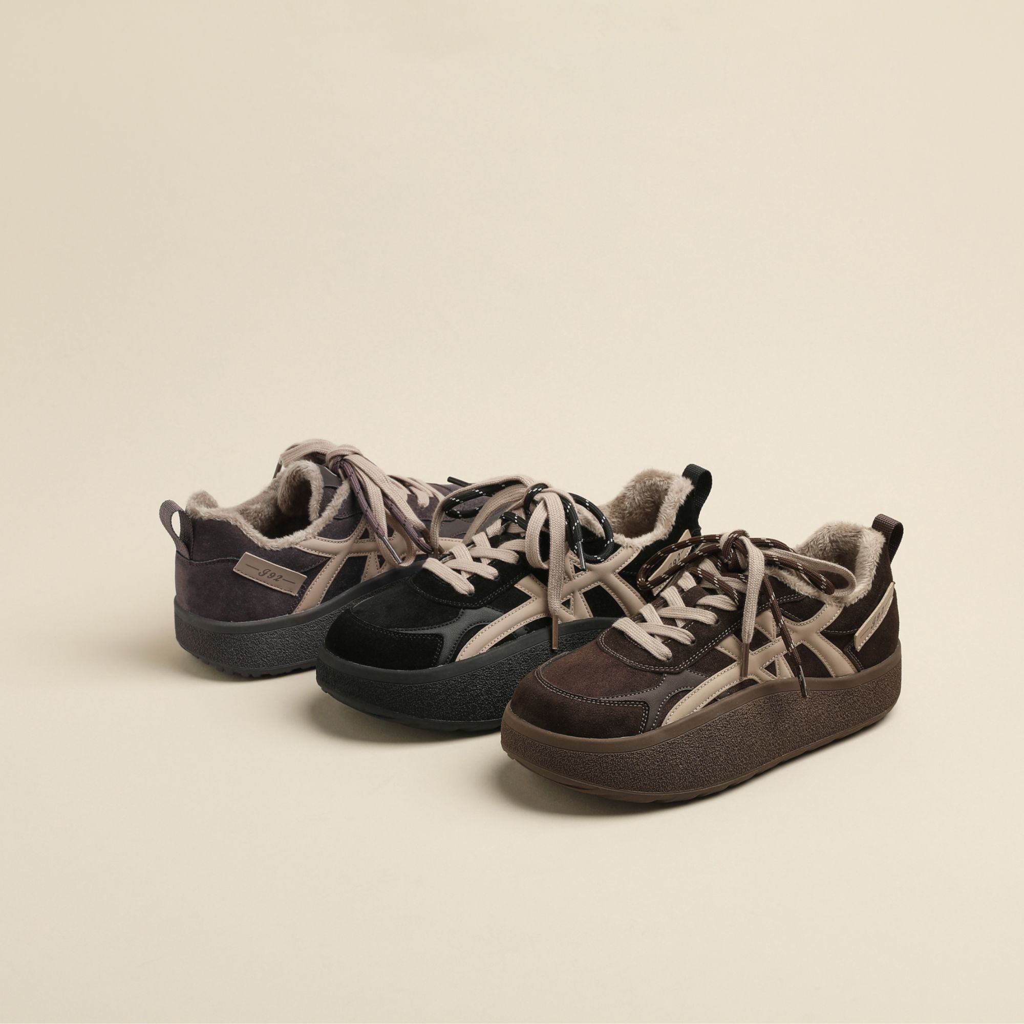 冬季新款时尚休闲女鞋潮流板鞋复古加绒保暖防滑冷粘1202-1//HMT