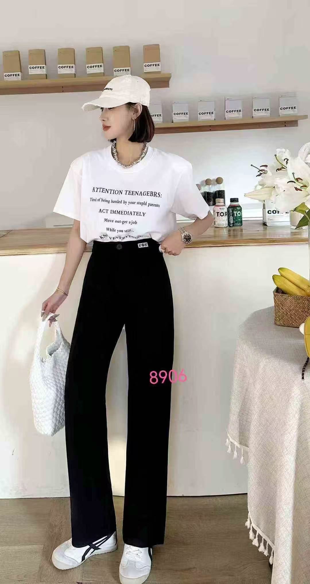 8906新款裙韵小米格阔腿裤