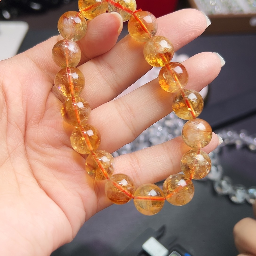 未镶嵌手链水晶12毫米黄踏晶4号