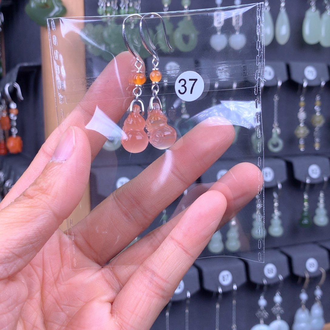 南红玛瑙耳饰银S925镶嵌婉*