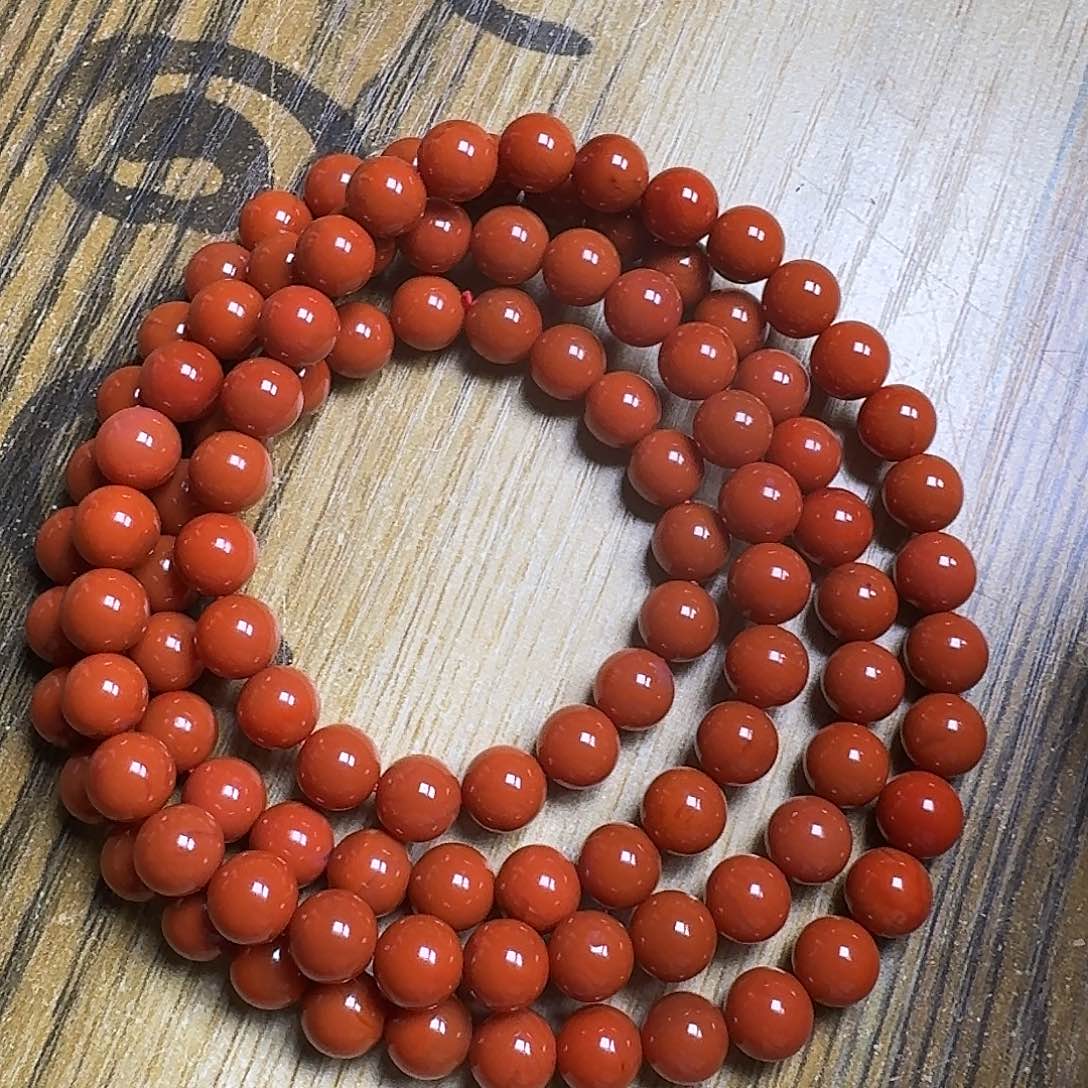 南红玛瑙手链未镶嵌项链多圈原矿南红瓦西柿子红7➕
