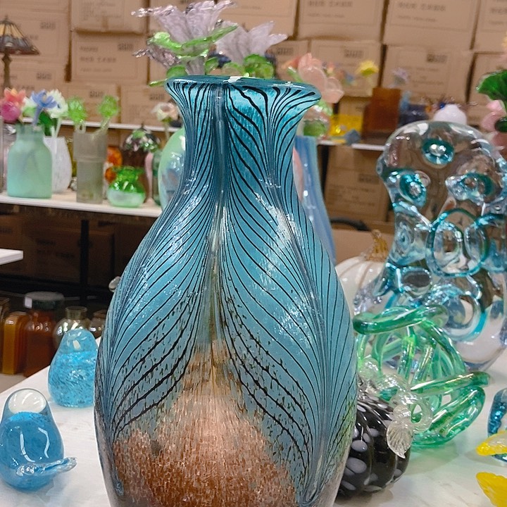 琉璃琉璃花瓶高33口5