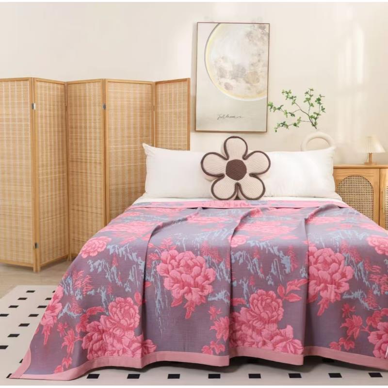 【江山牡丹】高端私人订制轻奢羊绒蛋白230*250cm藏红花纤维床盖