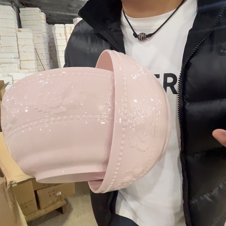 瓷片景德镇陶瓷红嘻嘻8寸汤碗2只