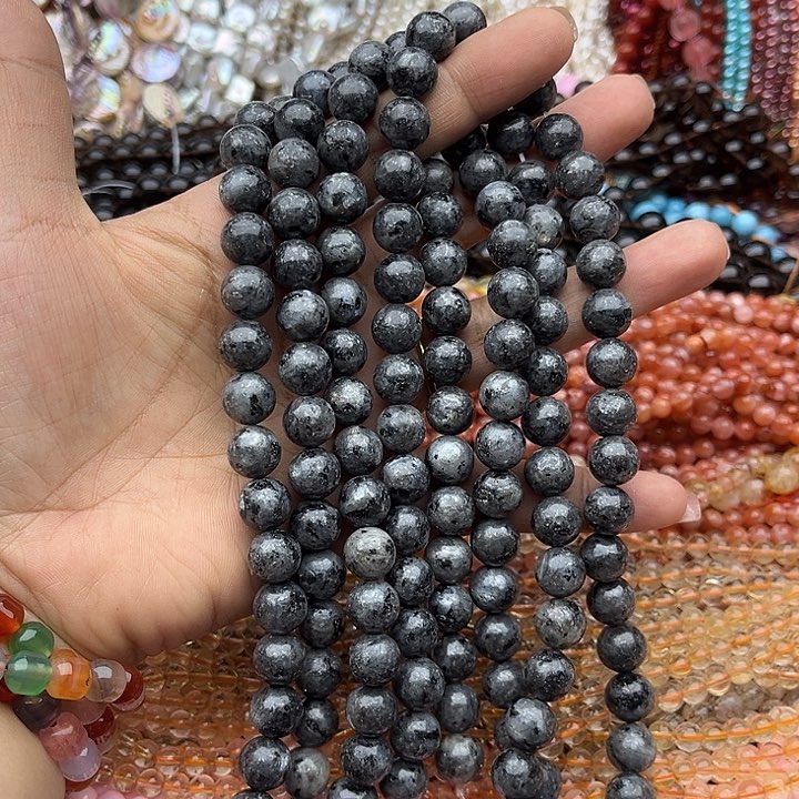 玛瑙/玉髓未镶嵌珠宝半成品2条10mm黑闪光