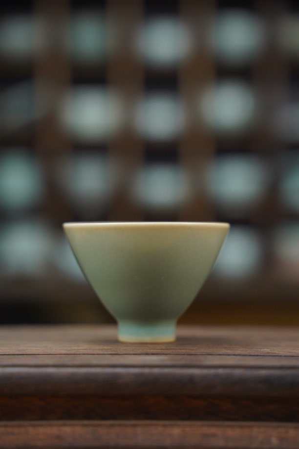 玉汝汝瓷陶瓷瓷器汝窑青绿釉鸡心杯茶杯家用汝窑主人杯茶具青瓷