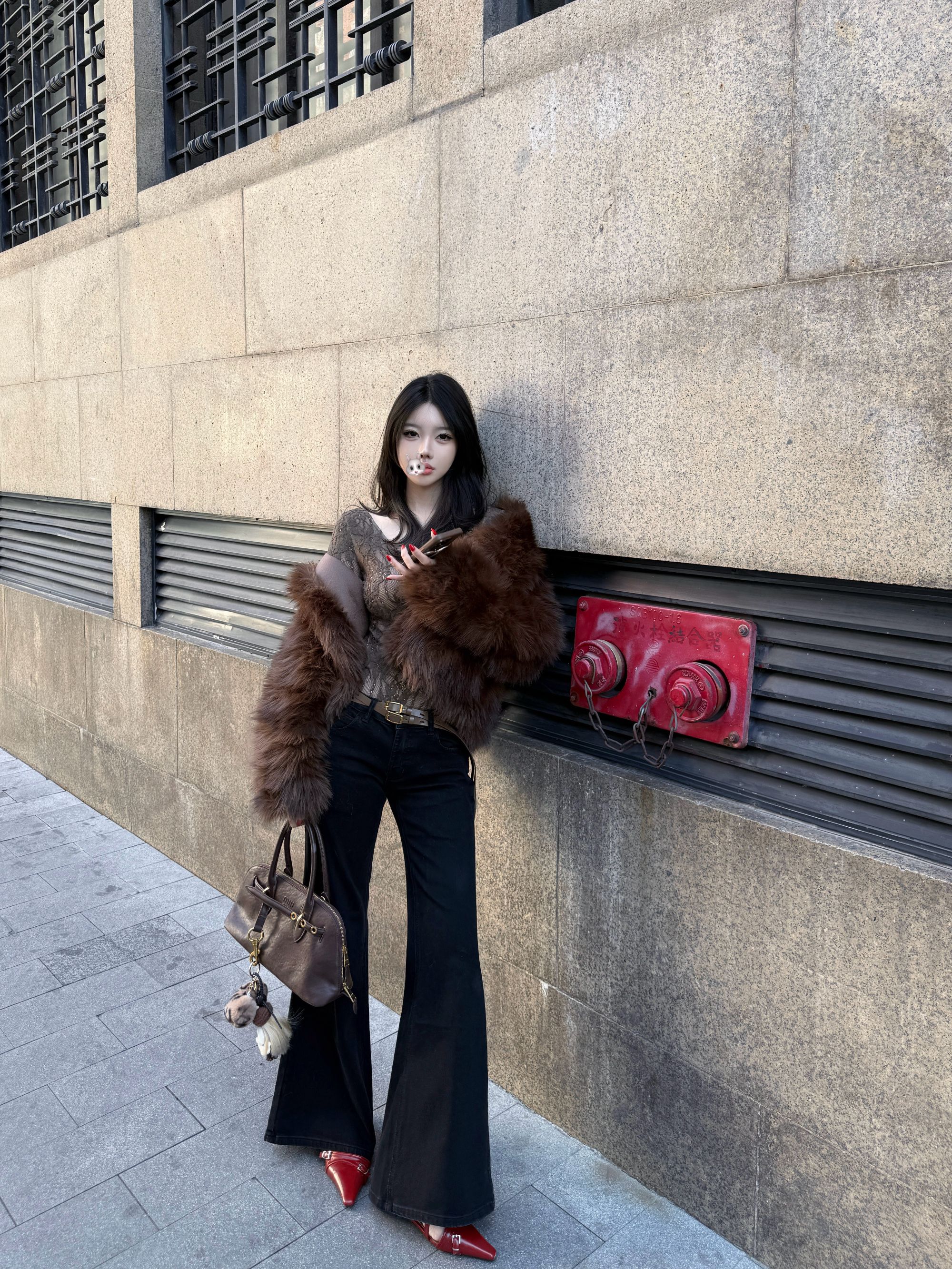 Laareetoo 牛仔裤低腰喇叭裤女