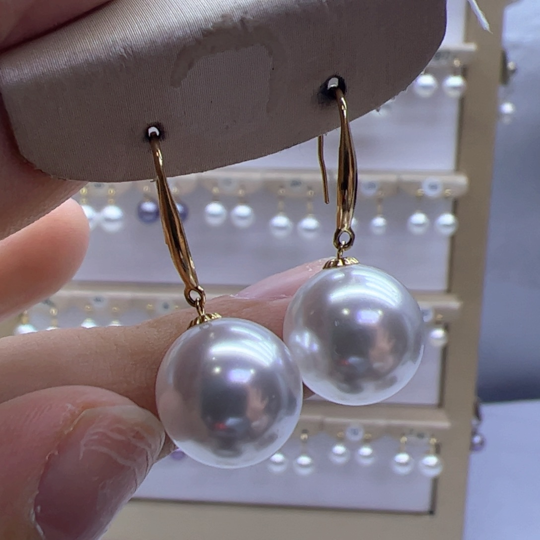 淡水珍珠耳饰18K金镶嵌