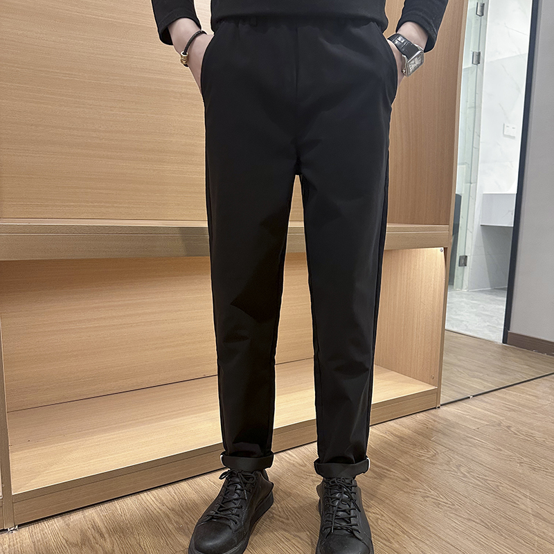 2025春季新款简约纯色休闲裤男士时尚潮韩版薄款抽绳长裤子百搭