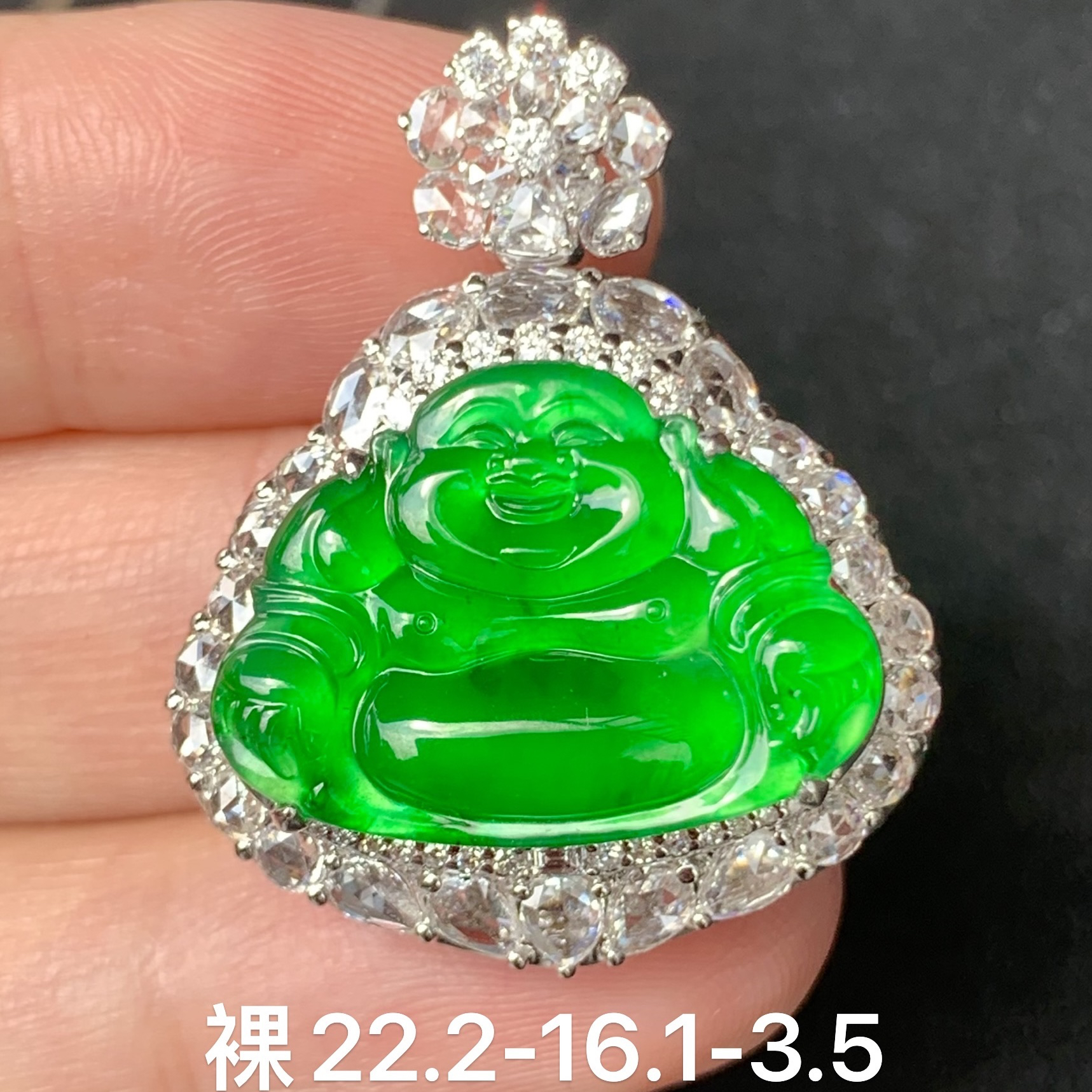 收藏级玻璃种帝王绿佛公全场18k
