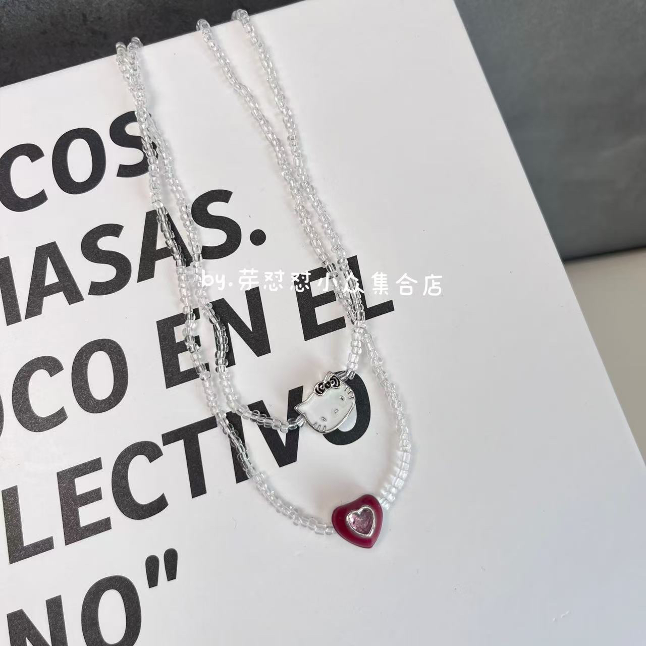 铜合金项链 芽怼怼韩国小猫爱心项链 06100