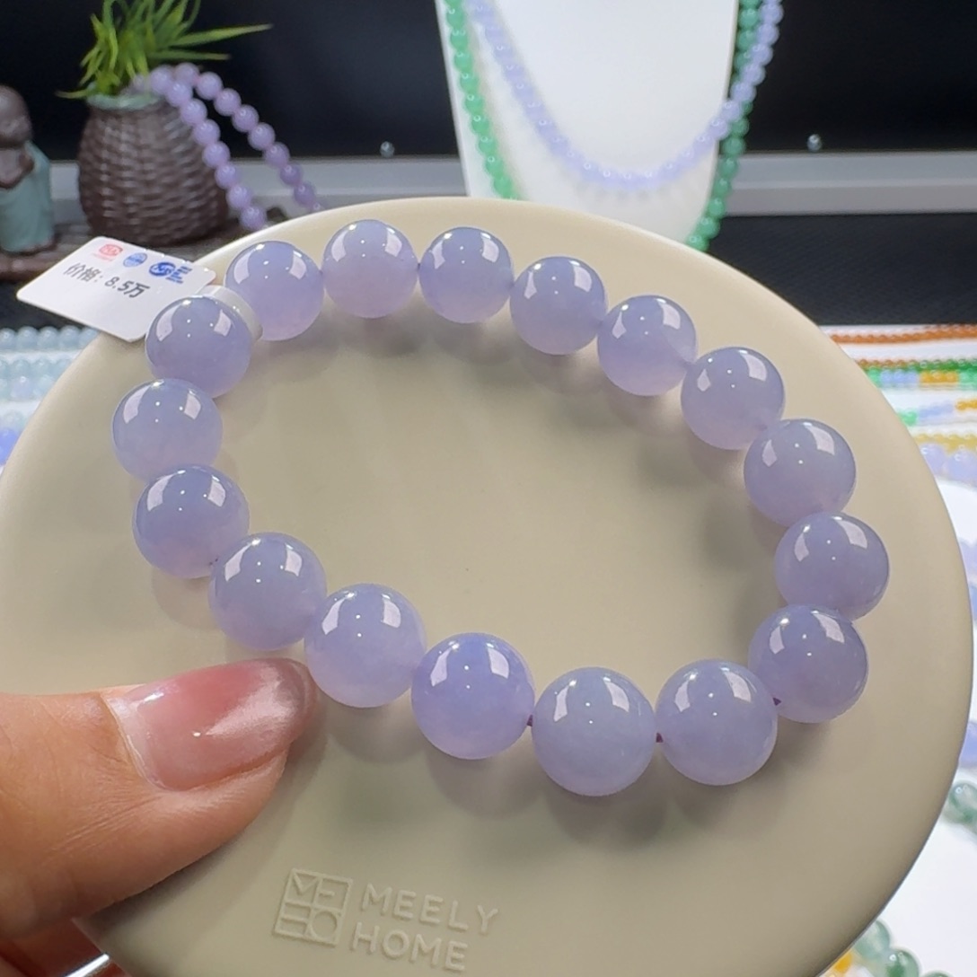 翡翠手链未镶嵌冰胶浓紫卡12左右上新！