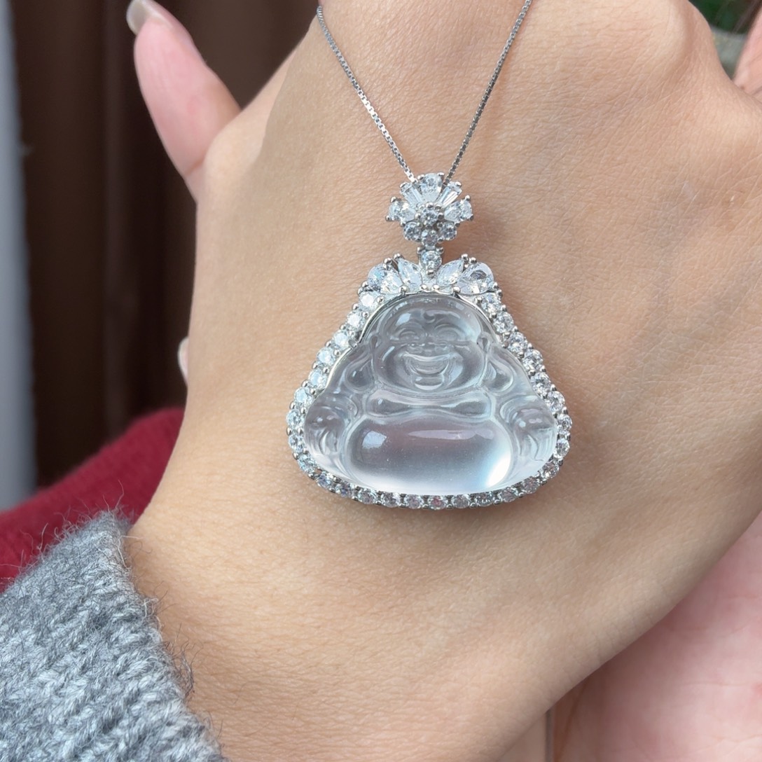 糜***鹿石英质玉银S925镶嵌颈饰