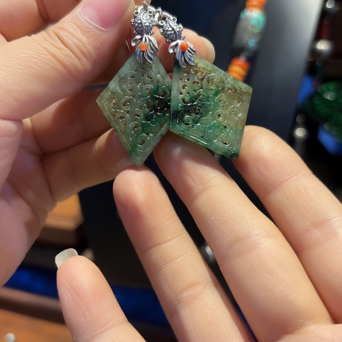 翡翠耳饰未镶嵌原创