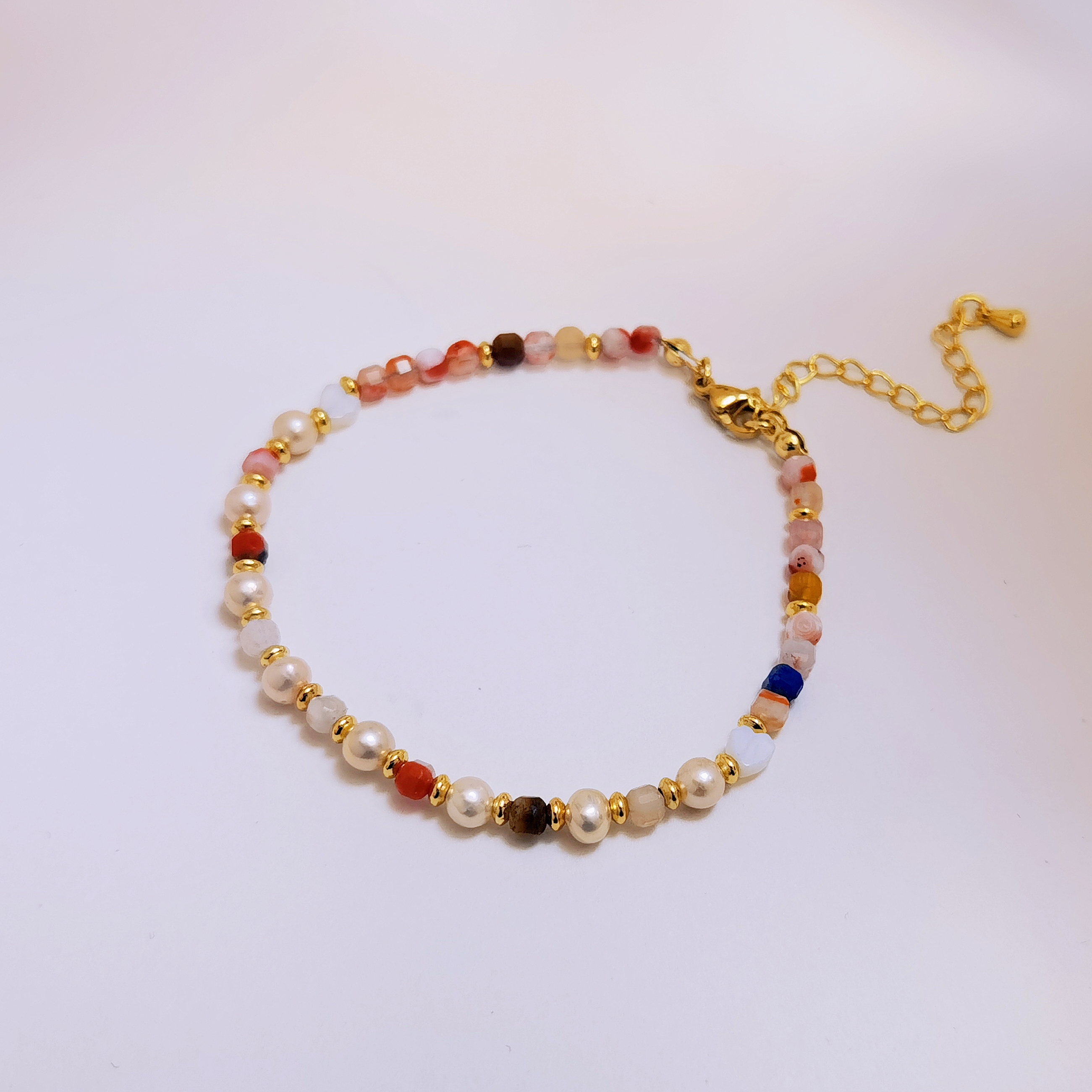 清沧 天然可刮粉真淡水珍珠 红玛瑙珍珠手链 2007