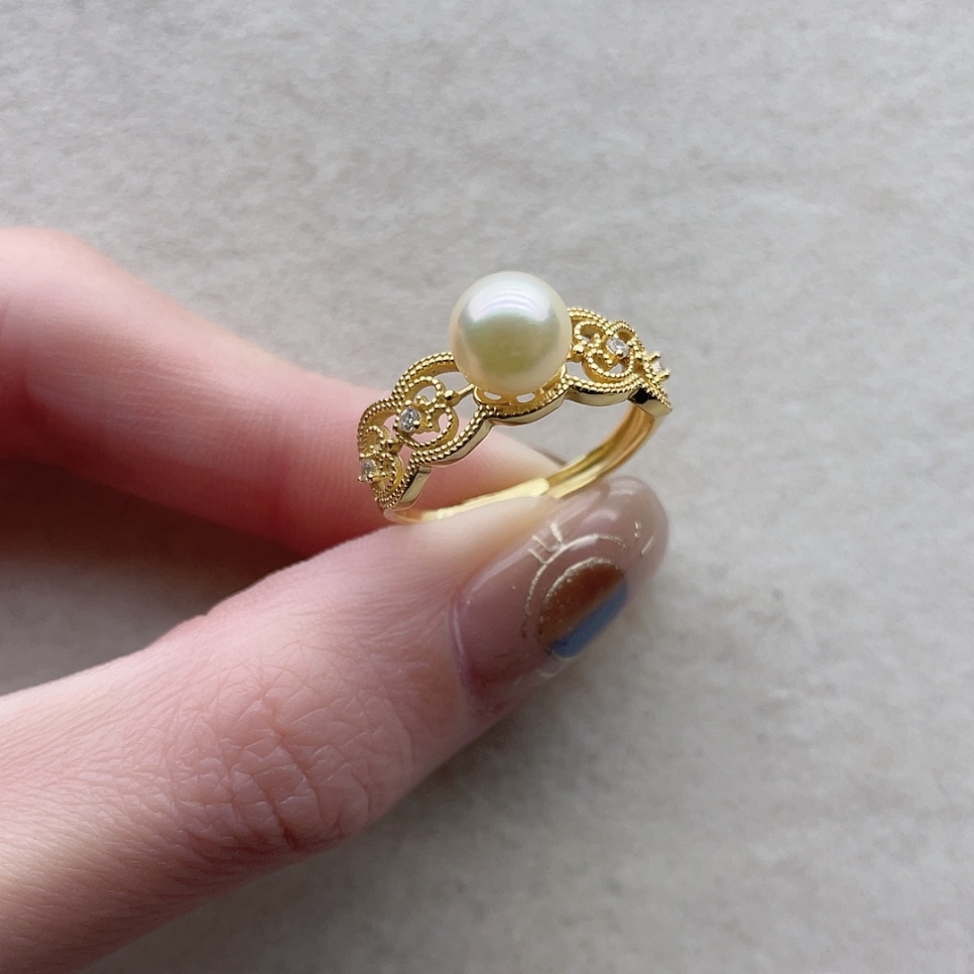 银S925镶嵌戒指60海水珍珠