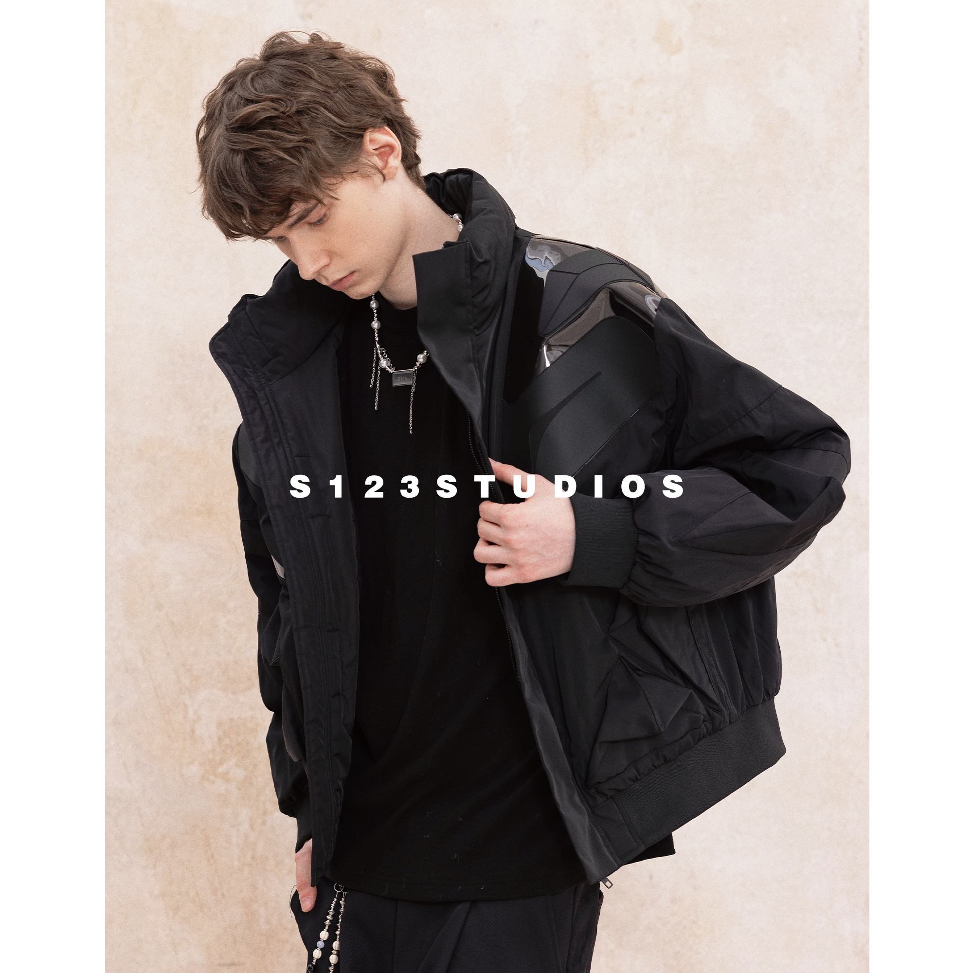 S123 90白鹅绒 多裁片机能拼接立领羽绒服男冬季加厚保暖宽松外套