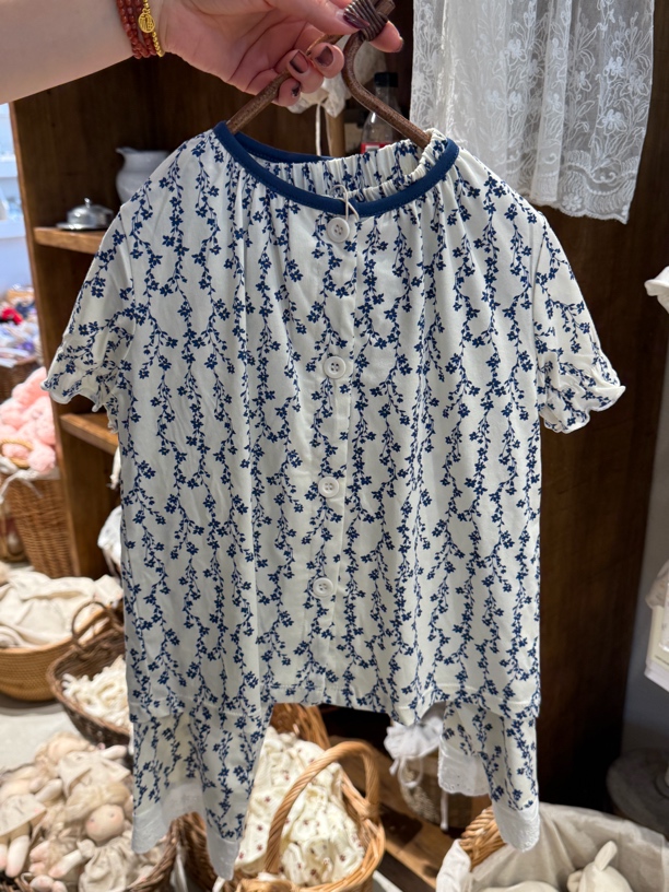 老莫推荐非常好看蓝色碎花衣服（140-170）