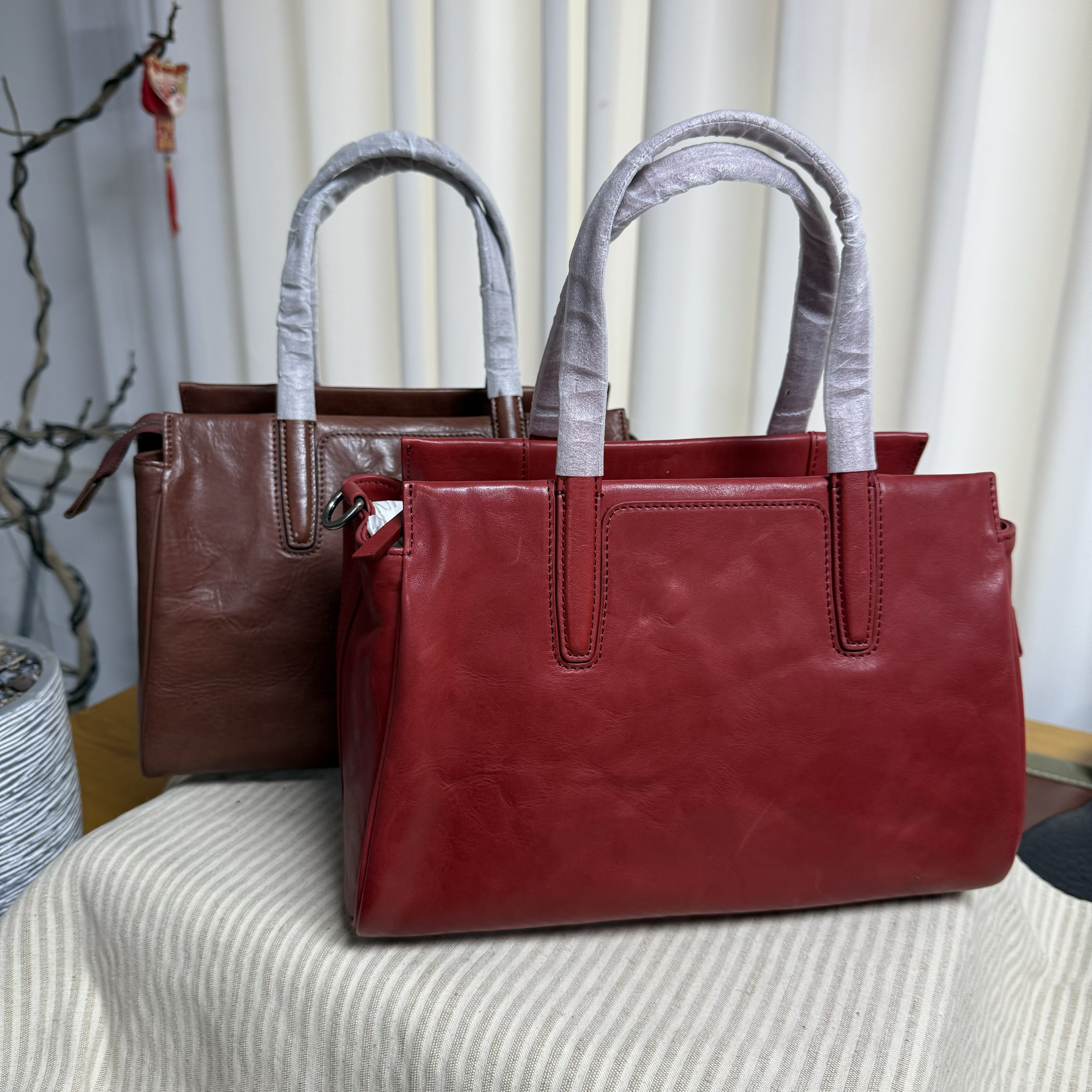 【溯源者-见山】树膏牛皮时尚百搭大容量手提包斜跨包SYZ10123