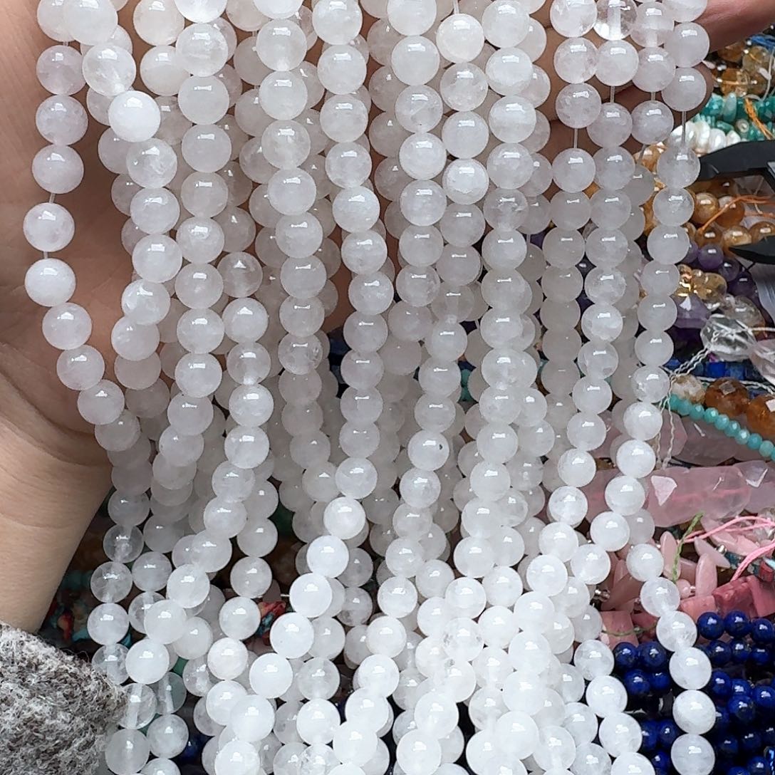 葡萄石未镶嵌珠宝半成品福利一条8mm白水 晶