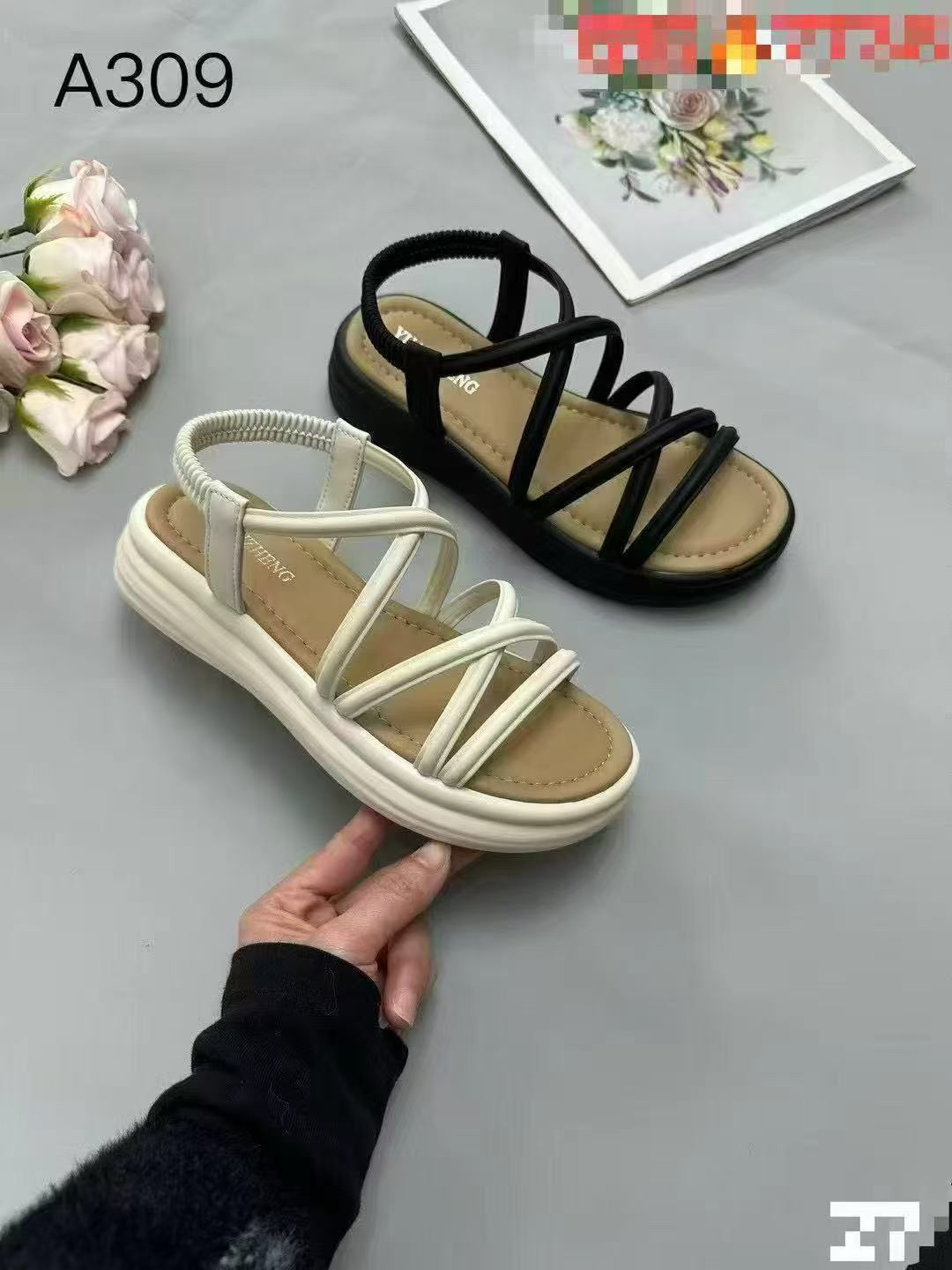 309夏季厚底凉鞋时尚休闲交叉设计凉鞋