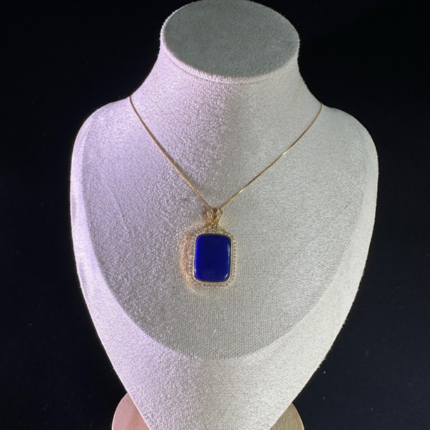 原矿青金石s925银无事牌 