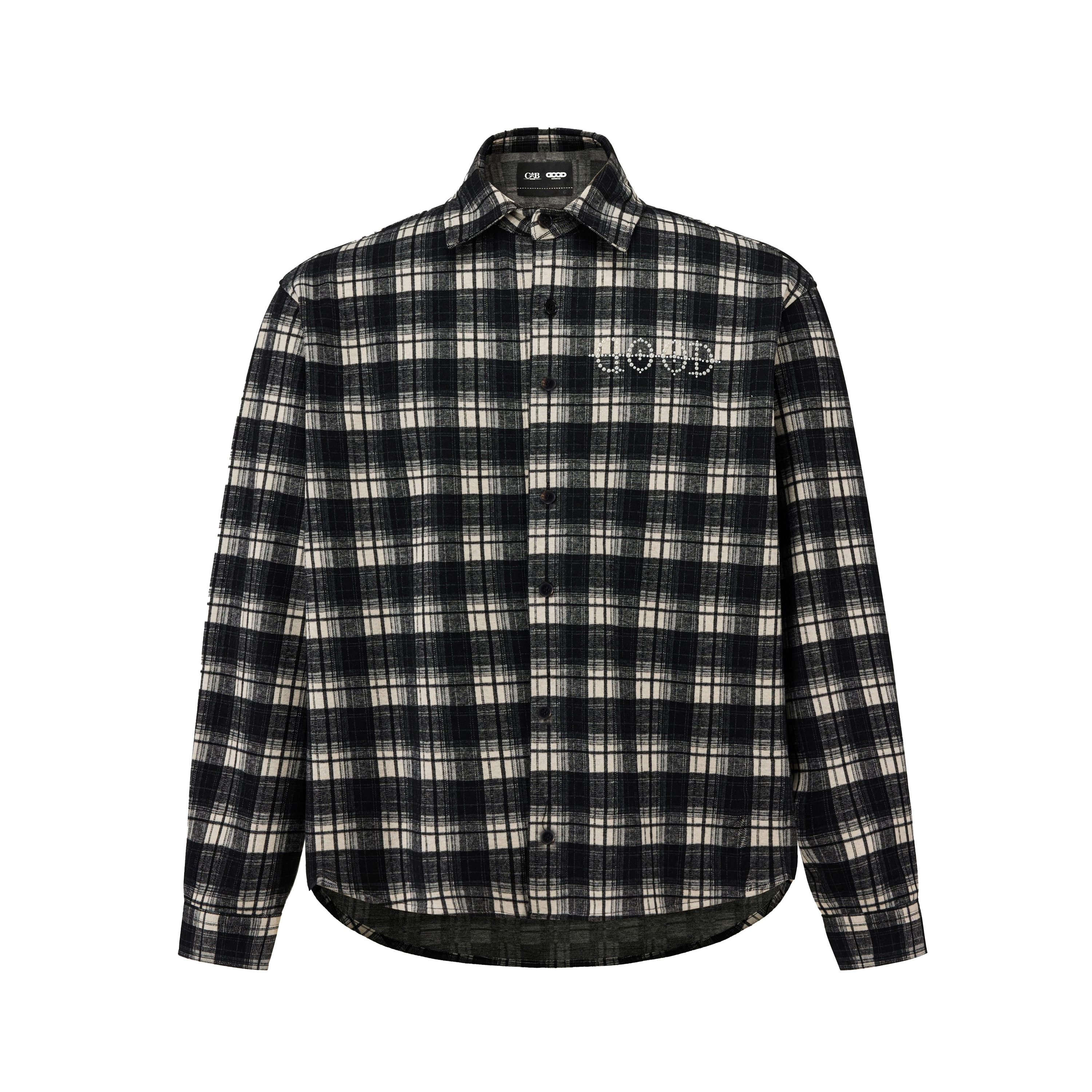 GB-GOODBRAND 2025FW 经典标语珍珠时尚高级感格子衬衫 男女同款