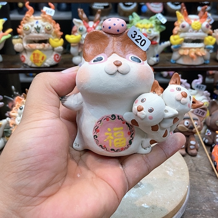 摆件直播间手工抽象陶瓷摆件320