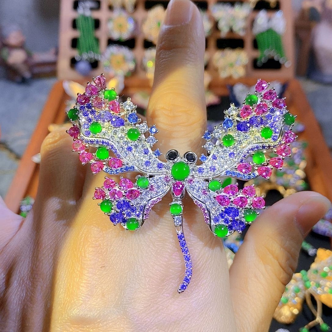 吊坠(不含链)银S925镶嵌翡翠