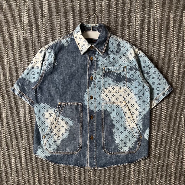 未使用 LouisVuitton/路易威登 三花拼接设计牛仔短袖/XS码/0888