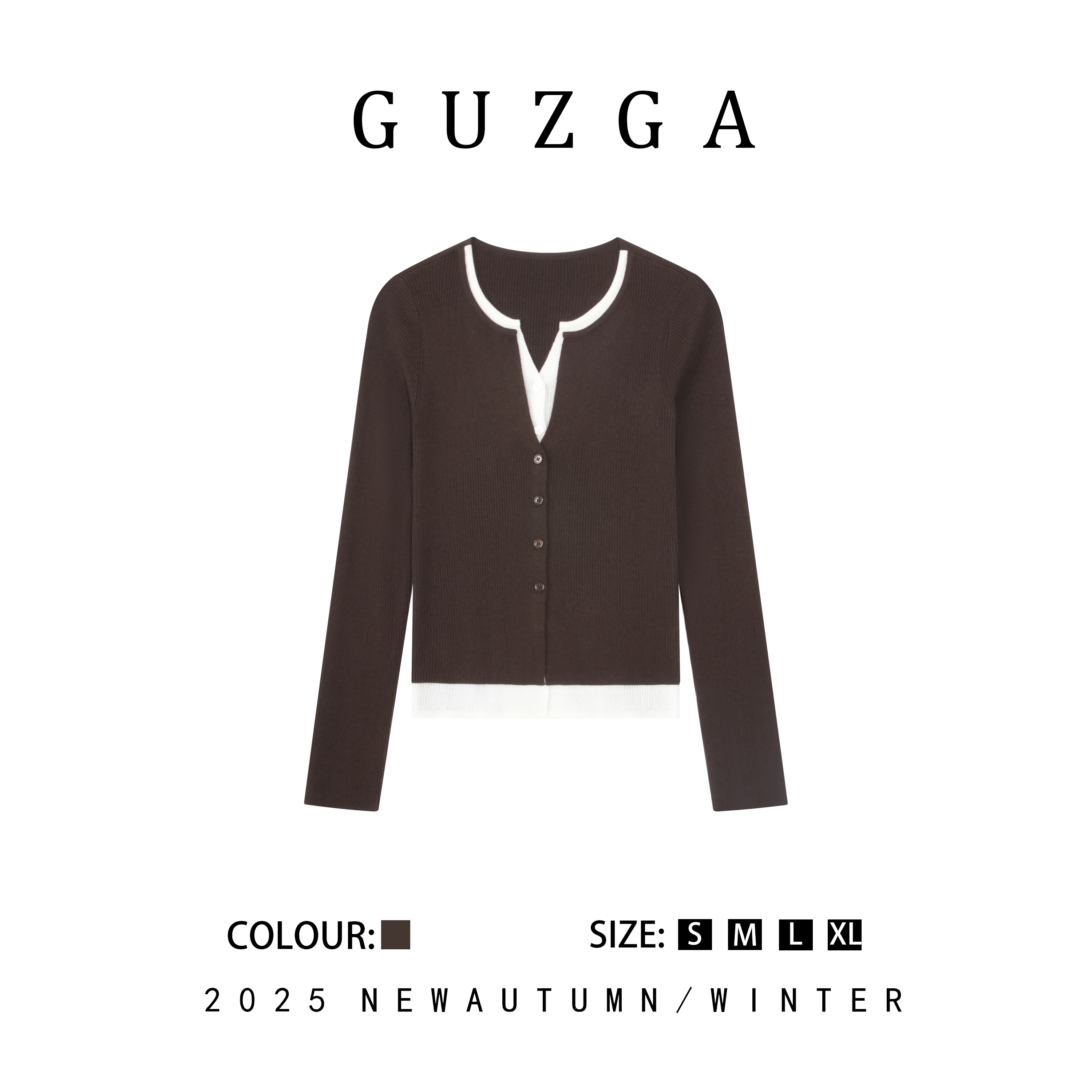 GUZGA【落风游秋】2025秋季上新假两件设计针织套头衫上衣时尚百搭