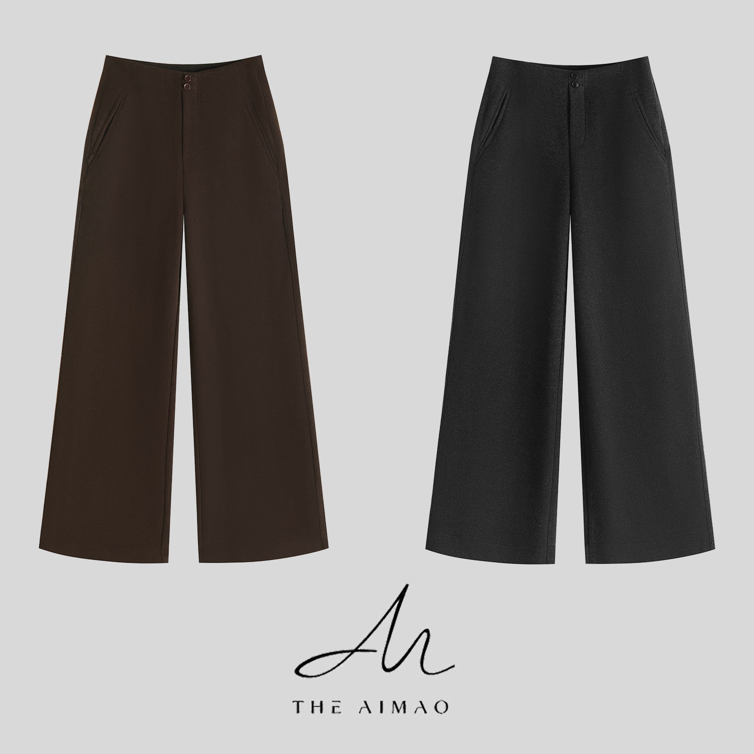 【THE AIMAO】“都市漫行”羊毛混纺加厚显瘦高腰直筒休闲裤XYX83024