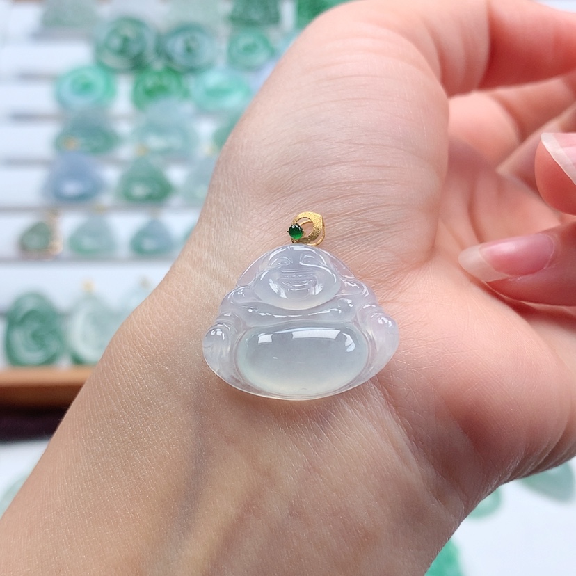 【闪购商品】翡翠吊坠(赠链)18K金镶嵌