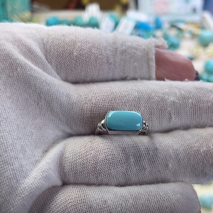 绿松石银S925镶嵌戒指