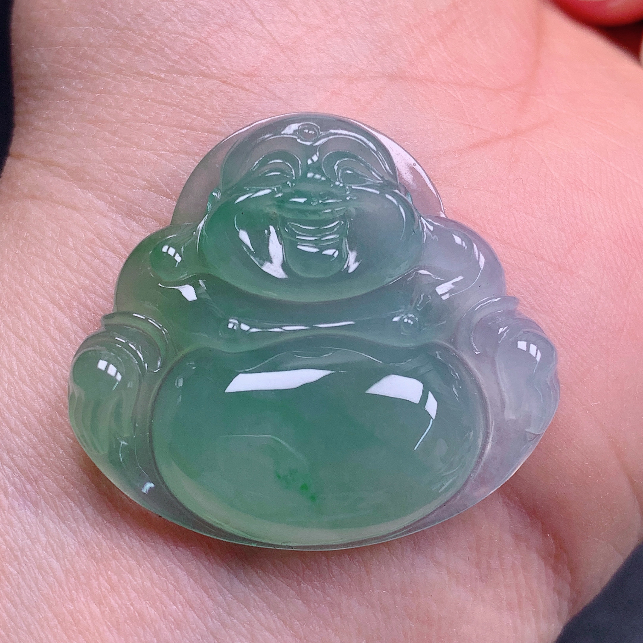 天然缅甸翡翠A货冰晴佛公气质精美尺寸33+29.7+6.7  448