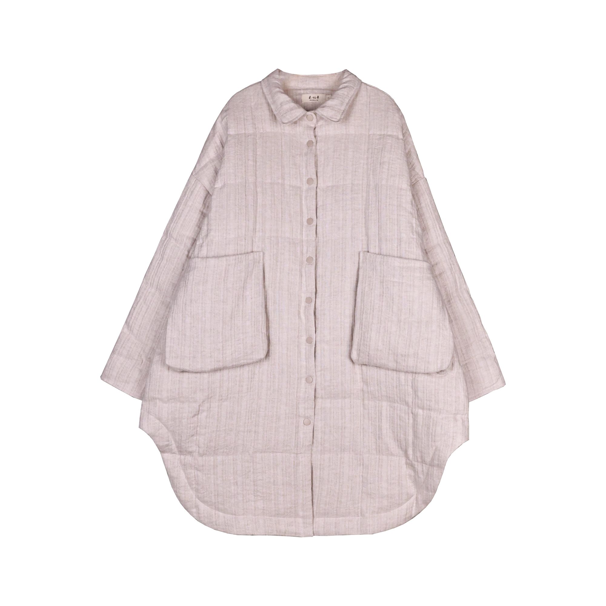 禾记年【云裊】汉麻翻领休闲宽松白鸭绒过膝中长款羽绒服时尚冬季