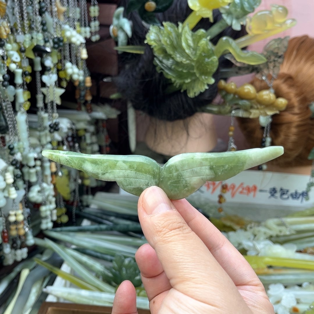 蛇纹石玉发饰未镶嵌默认微瑕岫玉发簪