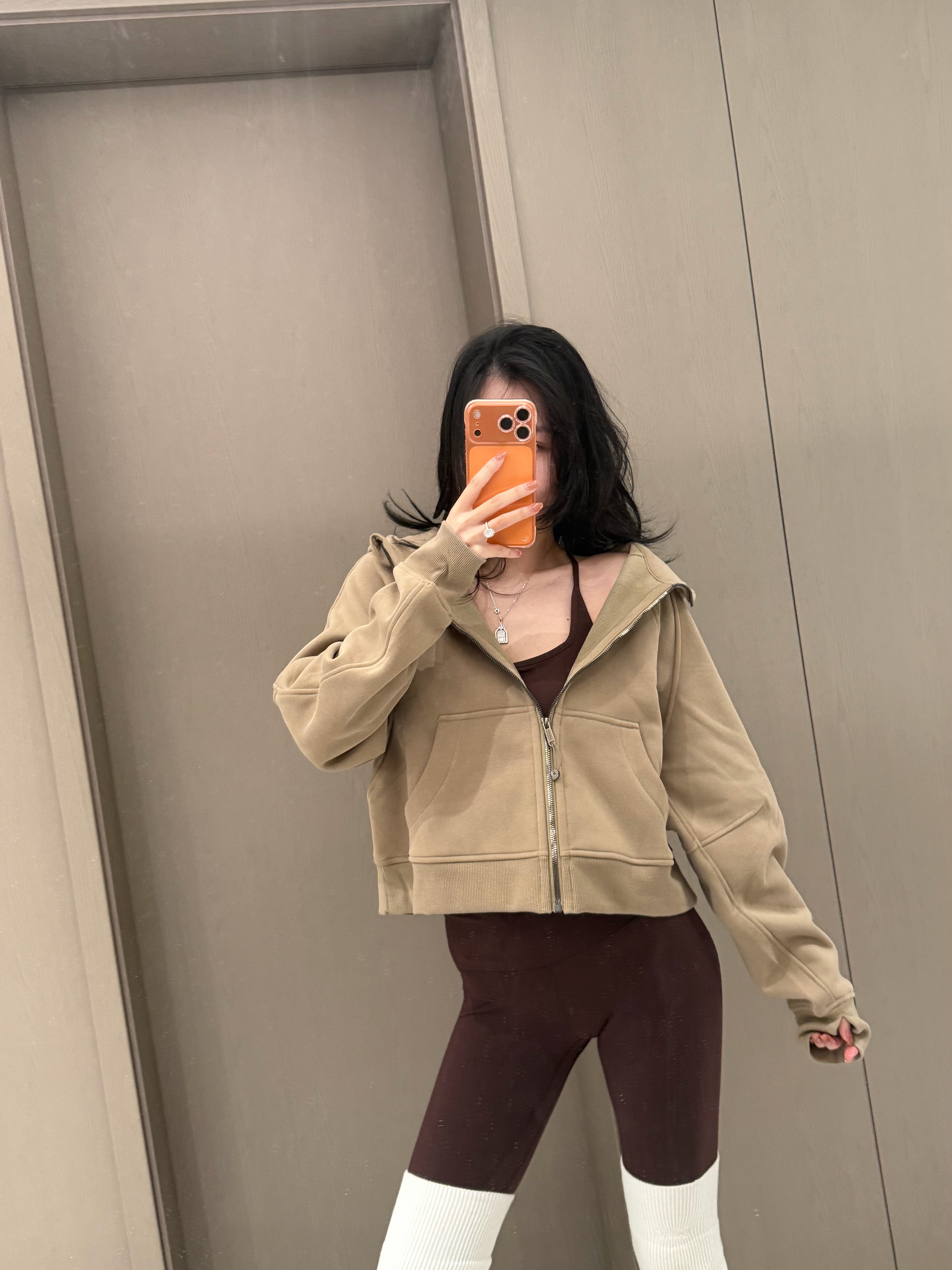 加绒运动宽松版全拉链短款卫衣