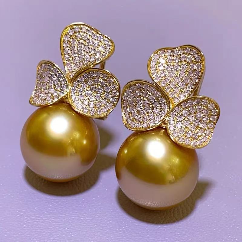 【绍兴龙华】热巴同款时尚复古三叶花耳钉S9121