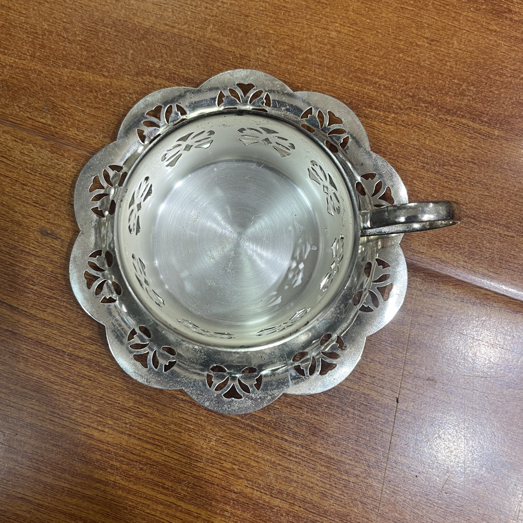 欧洲中古银器洛可可风格杯拖